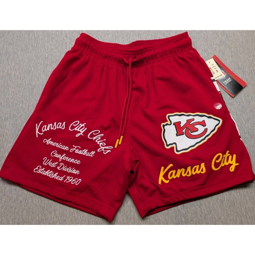 NWT Ultra Game Kansas City Chiefs Unisex Mesh 5" Red Shorts Size XS Embroidered